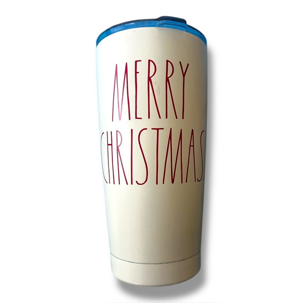 Rae Dunn 16oz Insulated Merry Christmas Hot/Cold Tumbler w/Lid Red Letters - Picture 1 of 6